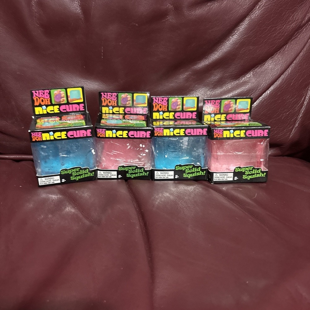 NEE DOH Cube Super Solid Squish! Blue Pink LOT OF 4 Read